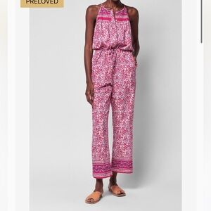 Faherty Adella Floral Pink Straight Leg Jumpsuit Women’s Sz M NWT